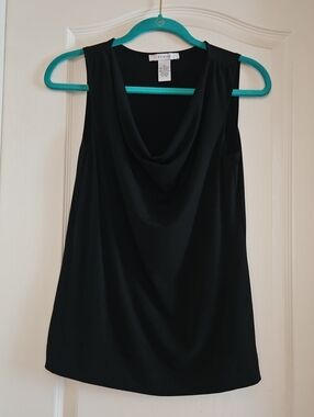 Grace Black Sleeveless Drape Neck Blouse